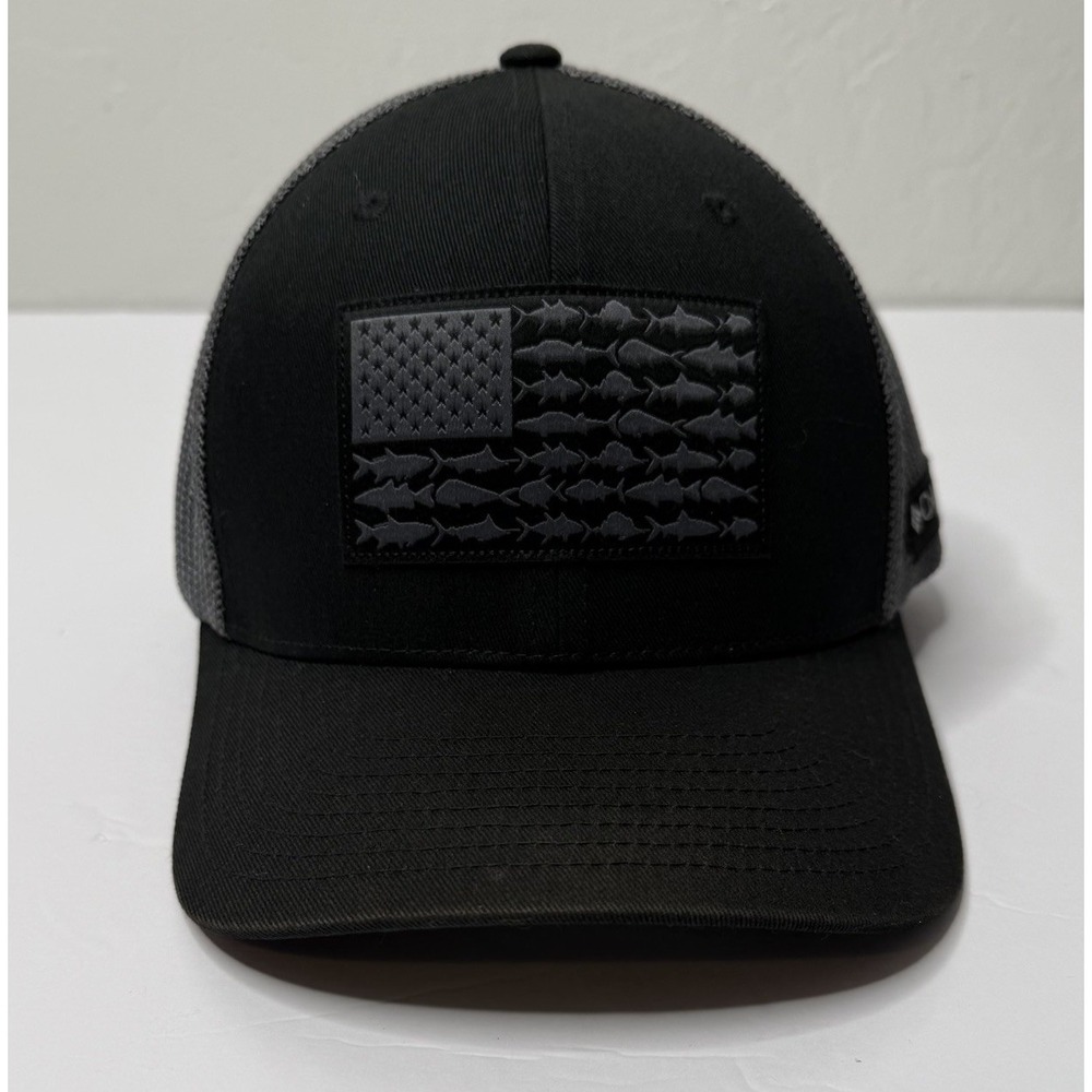 Columbia Hat Flag Fishing Flex Fit Stretch Black Gray Athleisure Gray Sports PFG